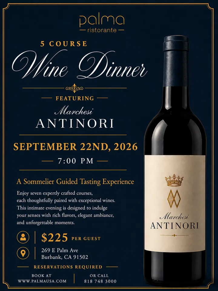 5 Course Wine Dinner with Sommelier at Palma Ristorante